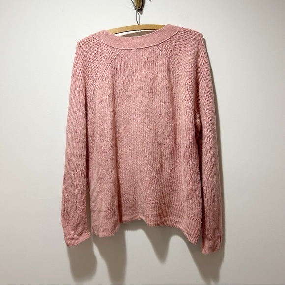 Madewell Ribbed Lyle Henley Size Medium Sweater Watermelon Sugar Pink Merino Woo - Picture 9 of 16
